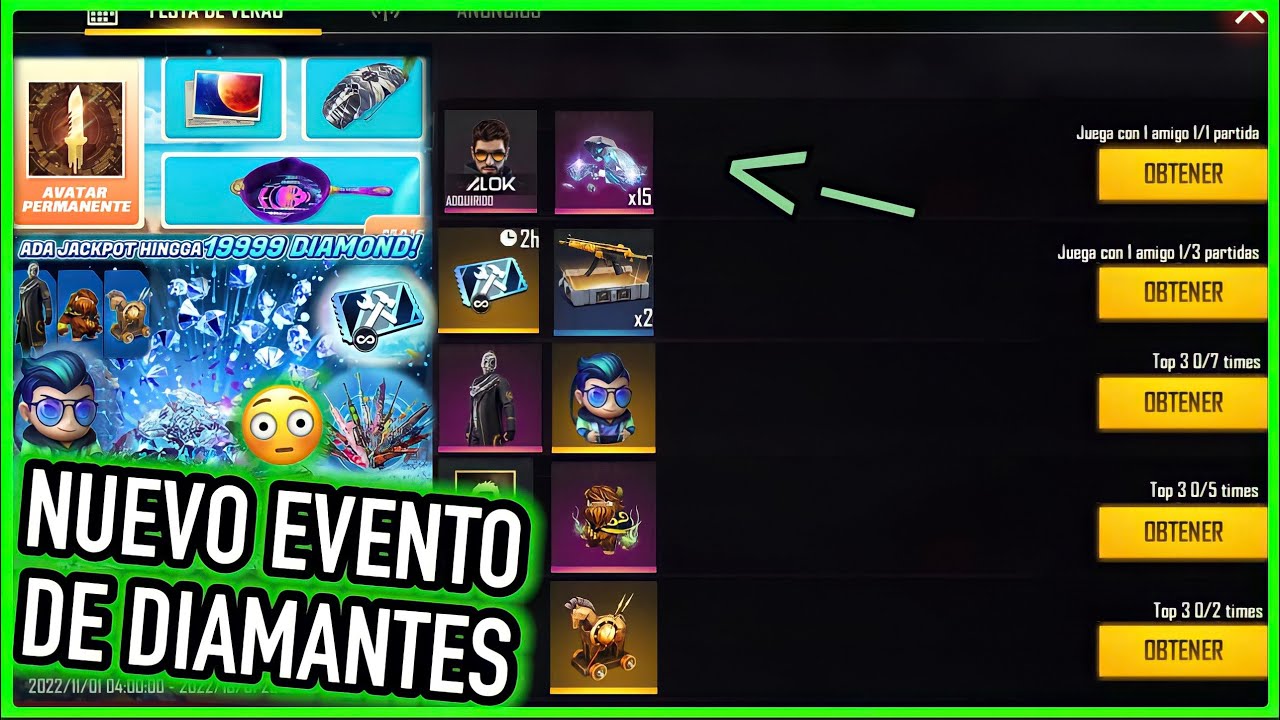 donde puedo encontrar informacion actualizada sobre eventos de free fire y recompensas en diamantes