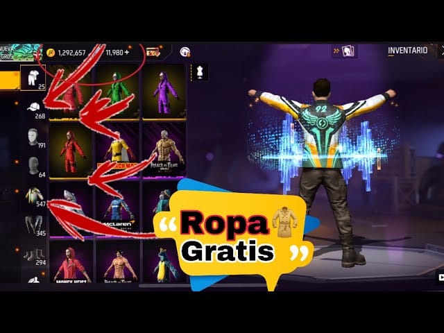 que opciones hay para obtener ropa en free fire